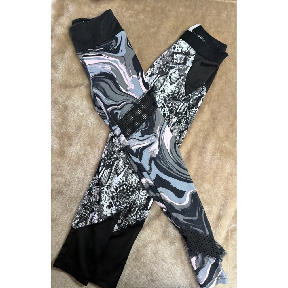 Justice Athletic Leggings Size 10 Girls 2 Pc Lot Black Pink